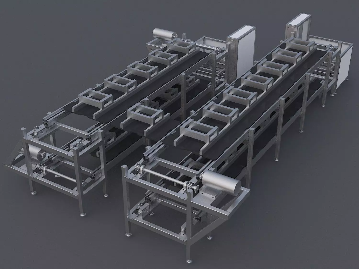 Double speed chain production line 3D model_0