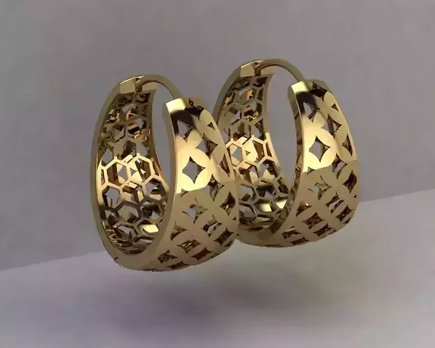 Geometric Gold Earrings  3D print model