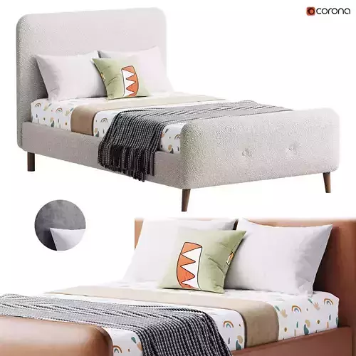 Flannelette Beige bed 3D model