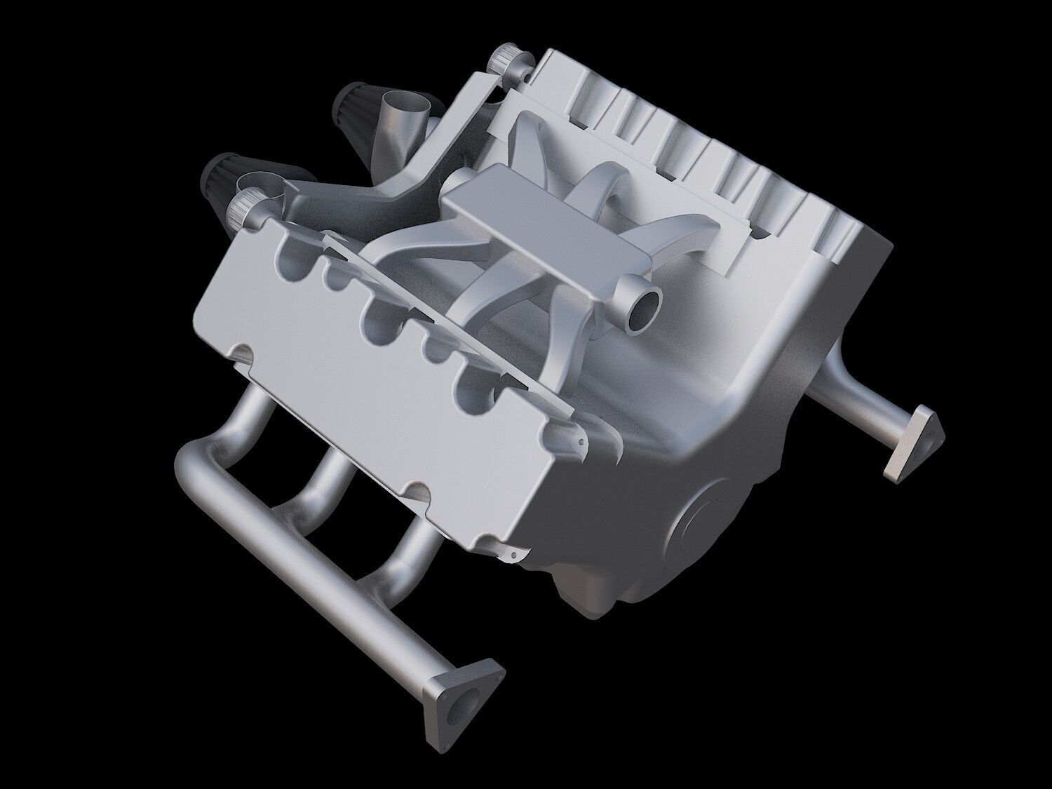 V6 engine design 3D model_1
