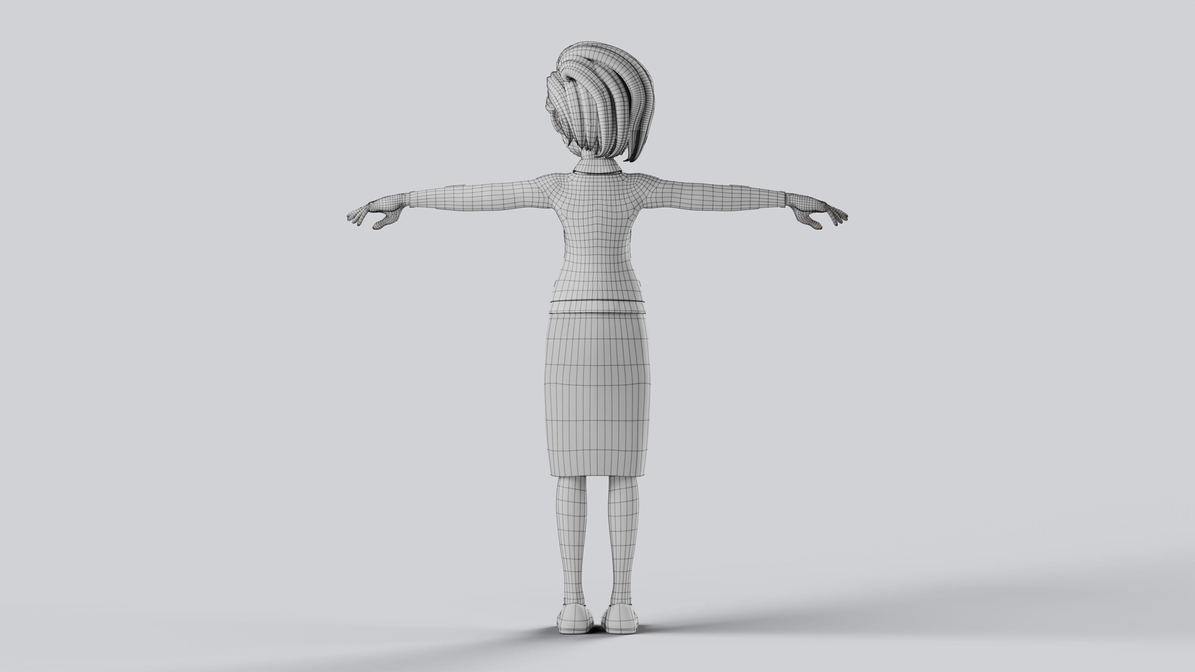 Grand Mother Stylized Character Fully Rigged Animation Ready 3D model_7