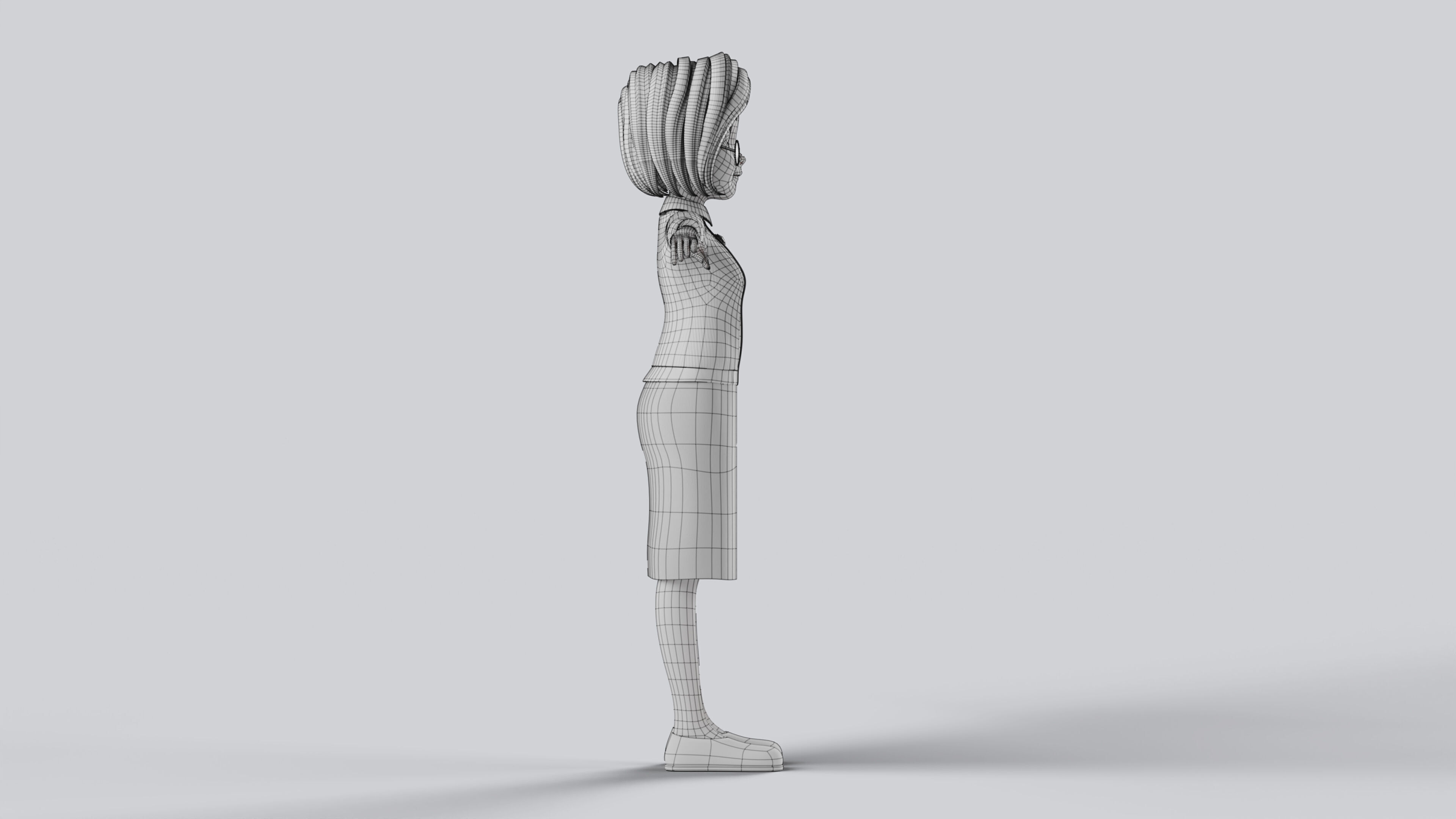 Grand Mother Stylized Character Fully Rigged Animation Ready 3D model_6
