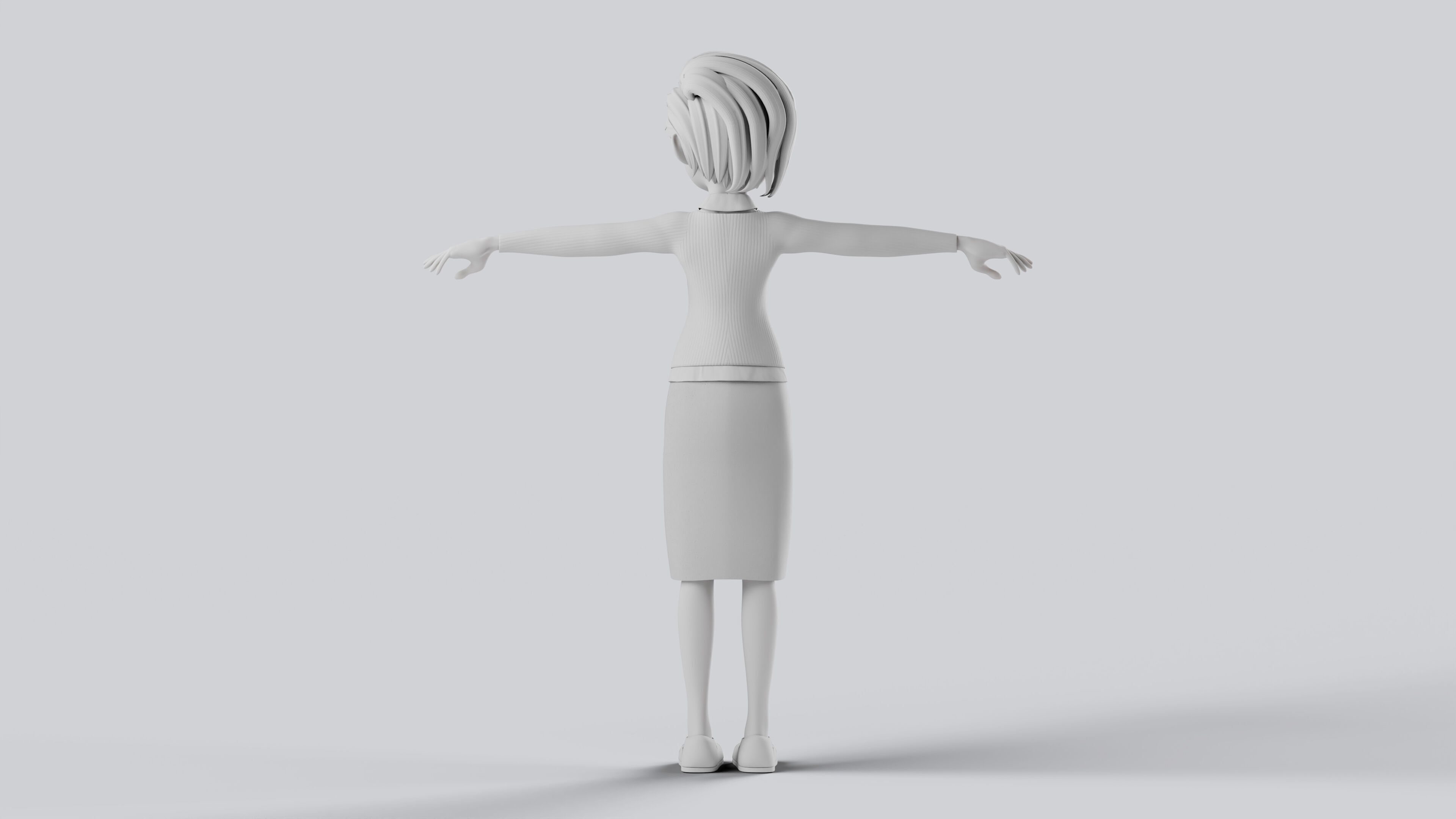 Grand Mother Stylized Character Fully Rigged Animation Ready 3D model_10