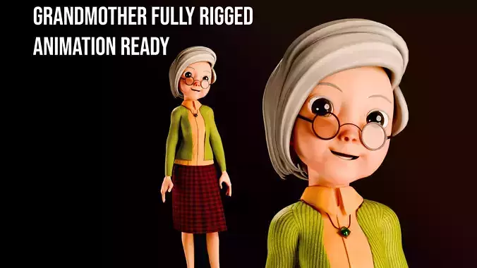 Grand Mother Stylized Character Fully Rigged Animation Ready