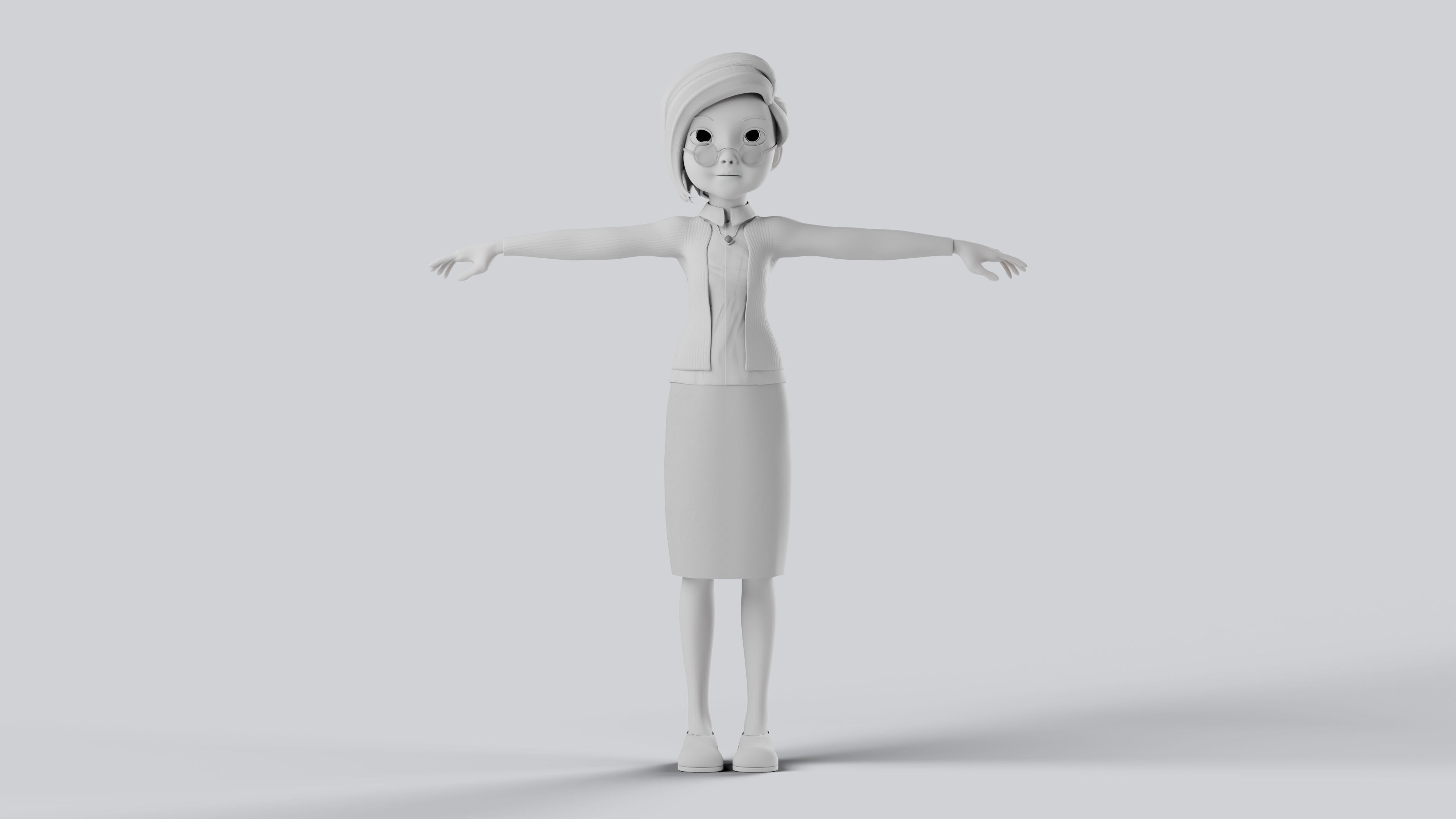 Grand Mother Stylized Character Fully Rigged Animation Ready 3D model_8