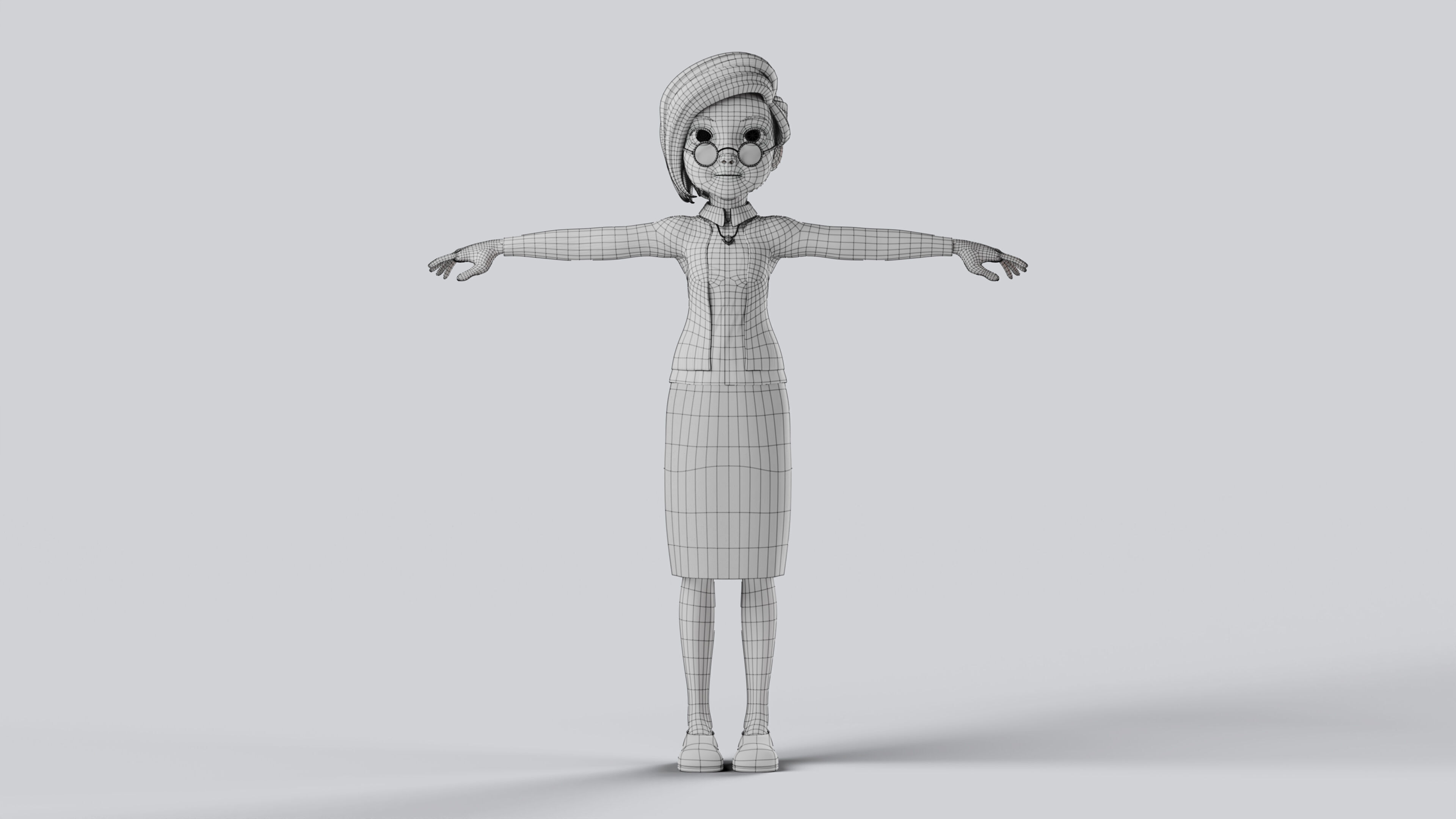 Grand Mother Stylized Character Fully Rigged Animation Ready 3D model_5