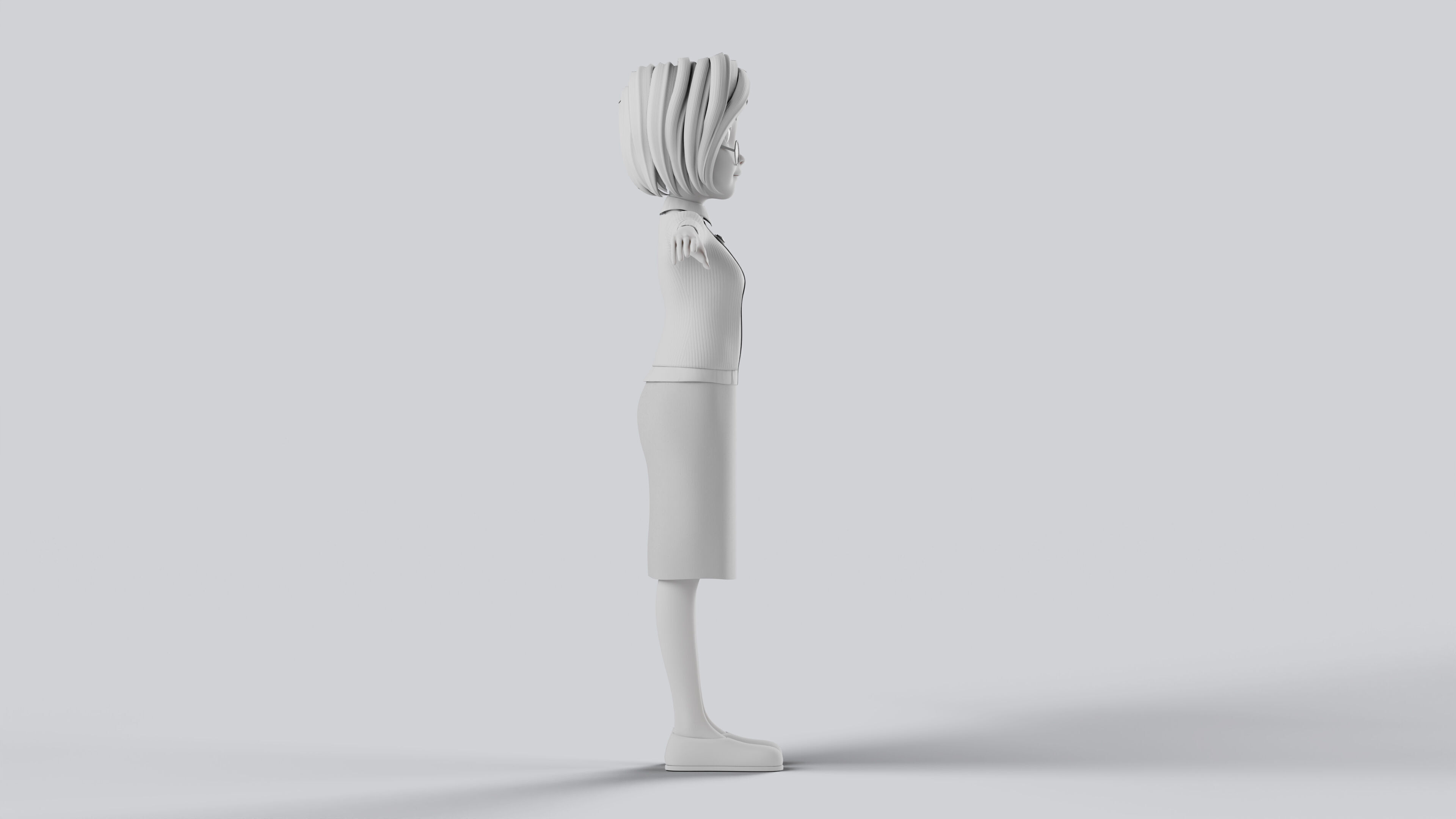 Grand Mother Stylized Character Fully Rigged Animation Ready 3D model_9