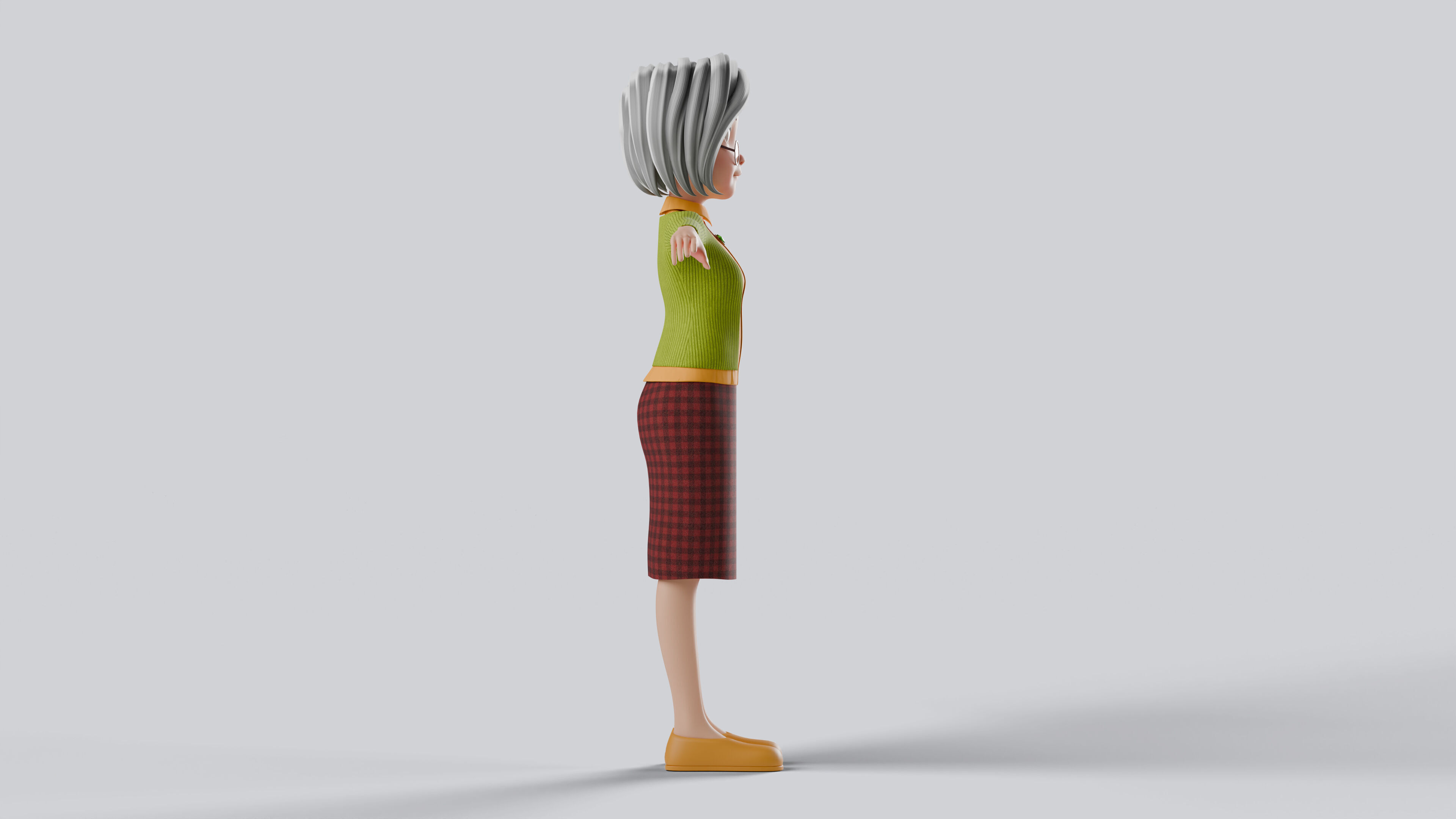 Grand Mother Stylized Character Fully Rigged Animation Ready 3D model_3