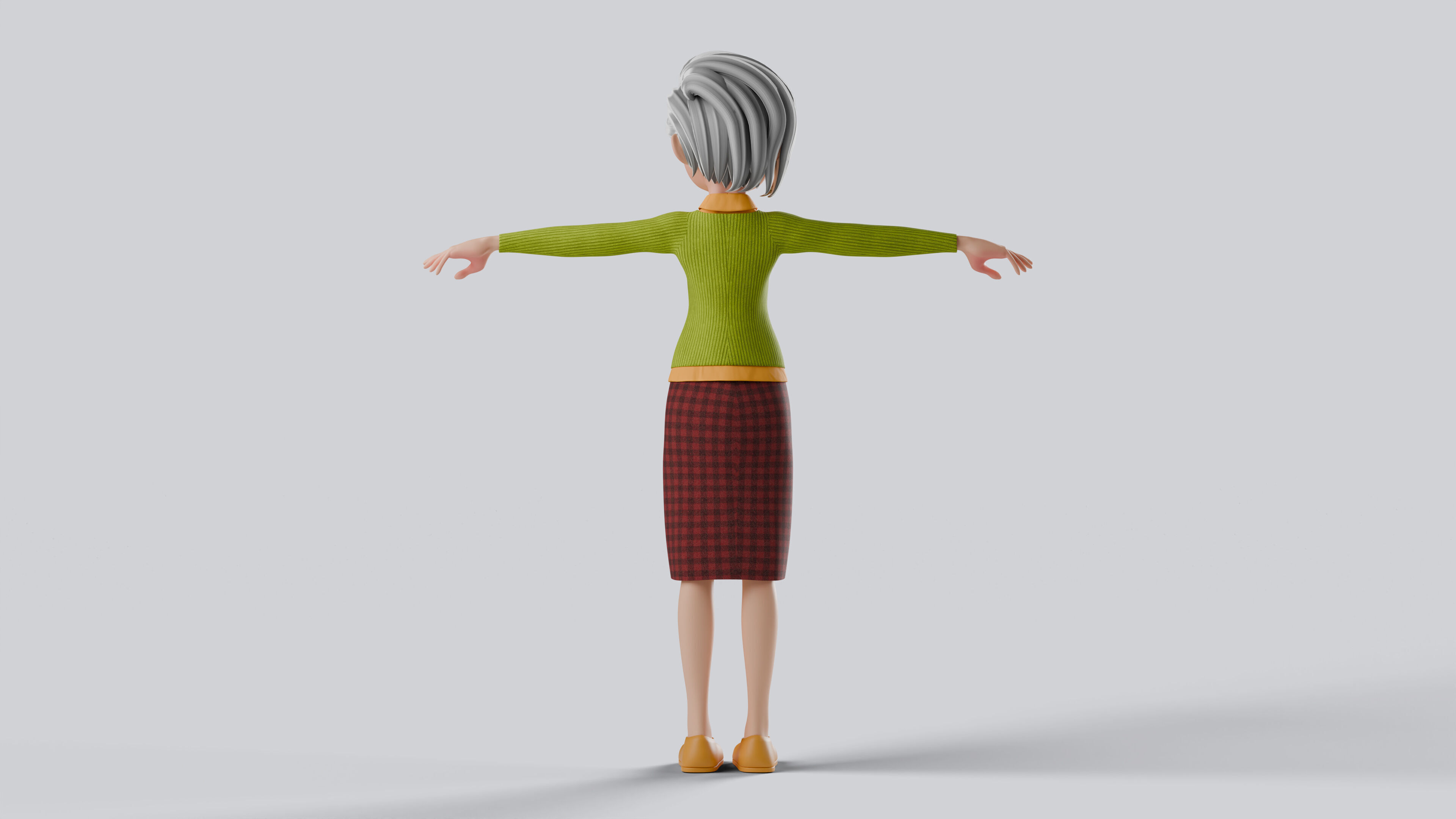 Grand Mother Stylized Character Fully Rigged Animation Ready 3D model_4