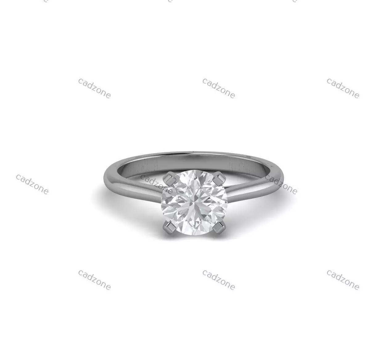 Classic Solitaire White Gold Engagement Ring-3 Model 3D print model