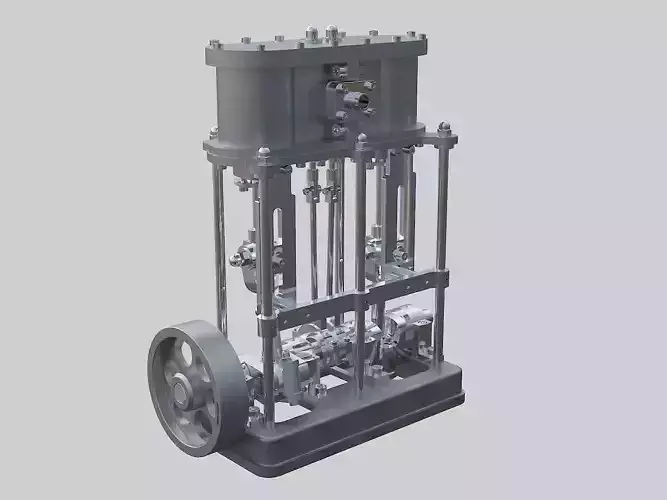 2-cylinder simple vertical steam engine 3D model