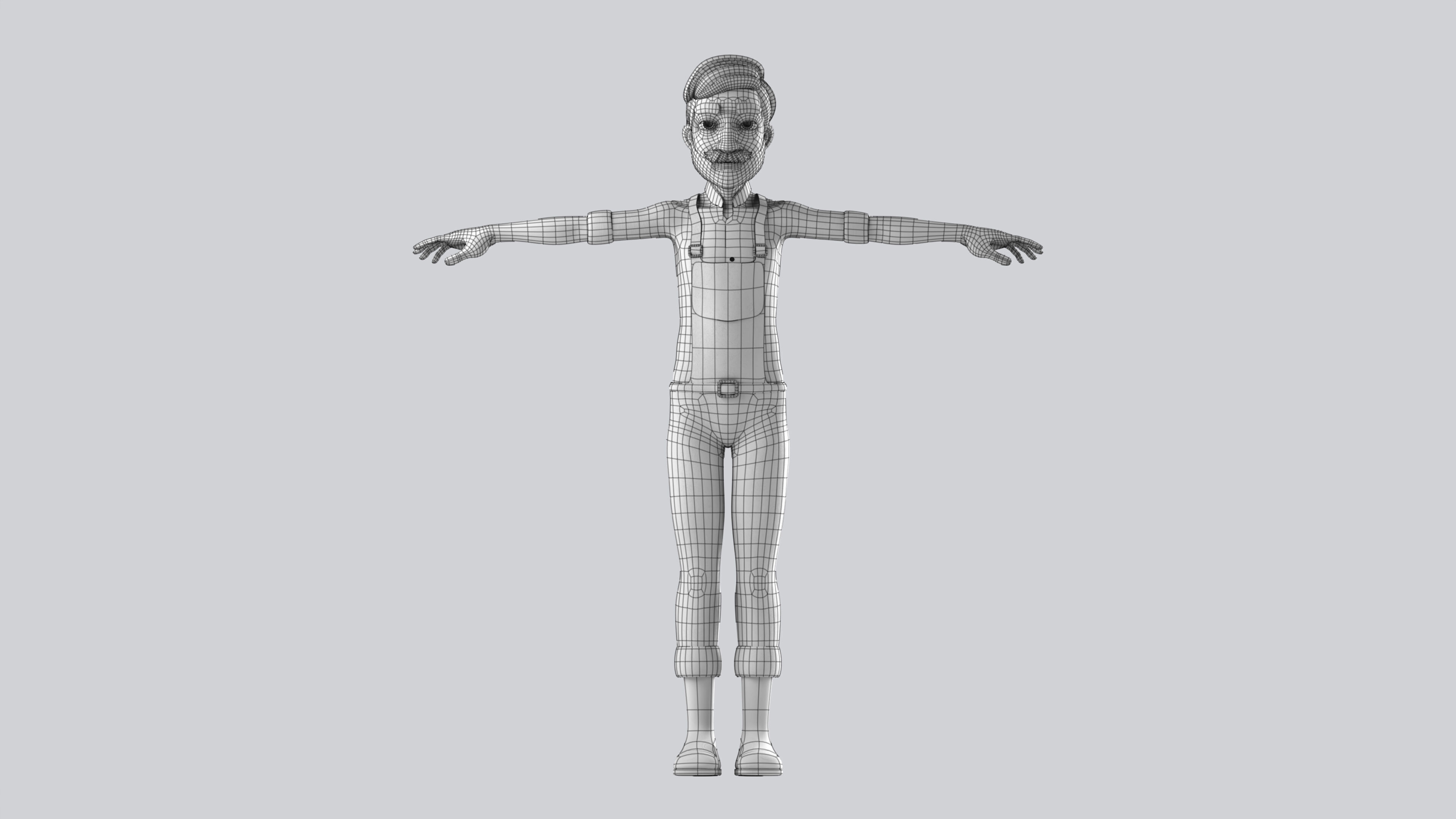 Grand Father Stylized Character Fully Rigged Animation Ready 3D model_5