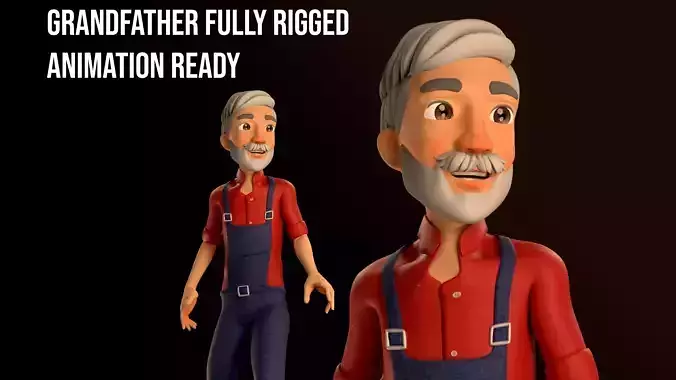 Grand Father Stylized Character Fully Rigged Animation Ready