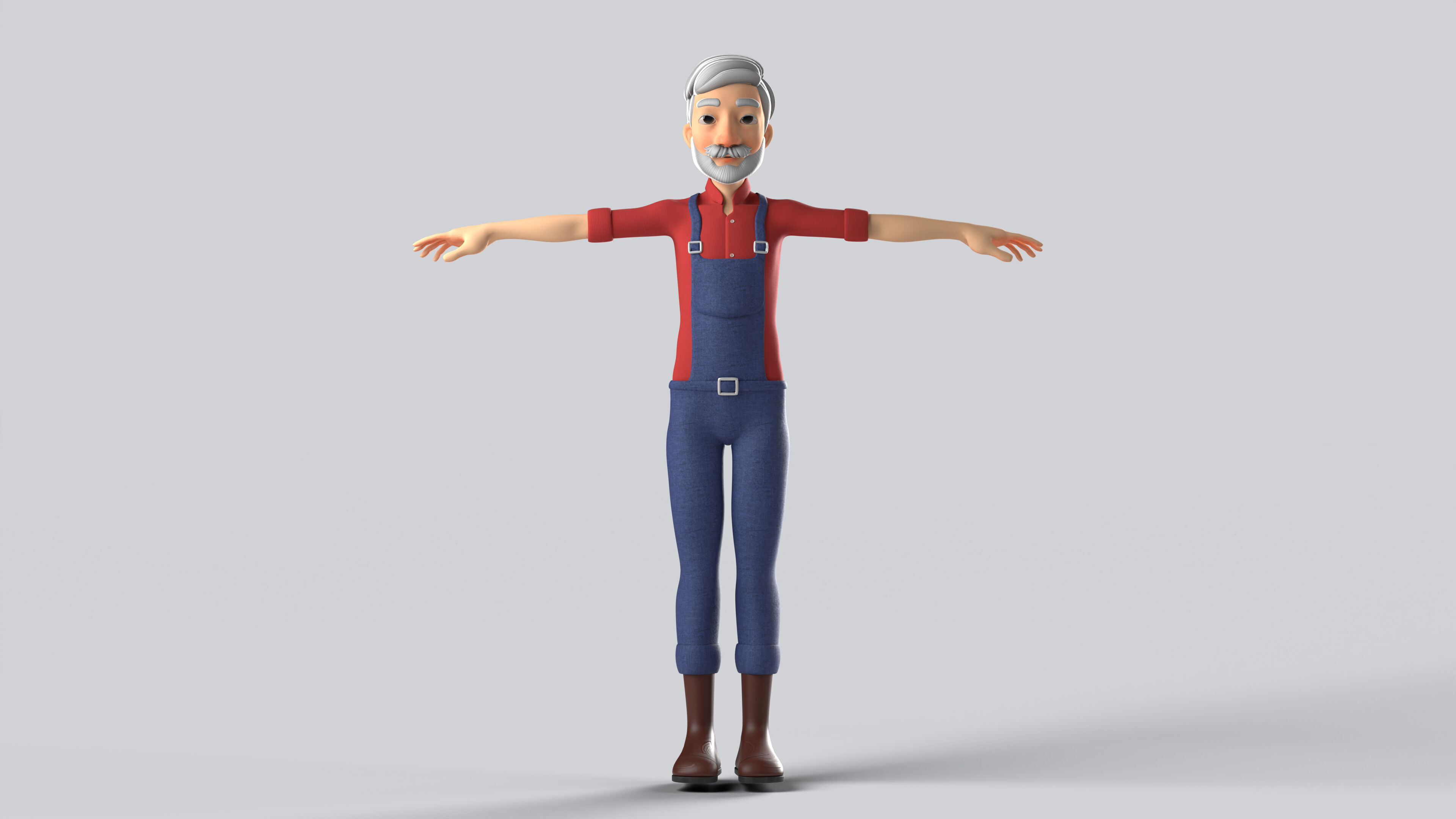 Grand Father Stylized Character Fully Rigged Animation Ready 3D model_2