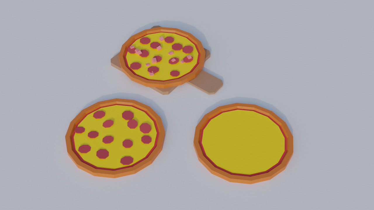 Lowpoly Pepperoni Pizza Asset Low-poly 3D model_1