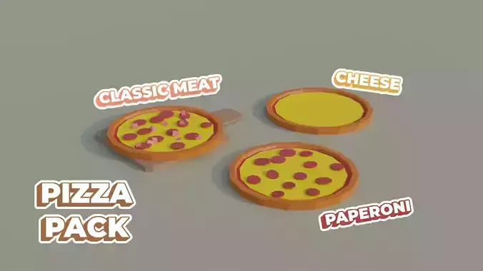 Lowpoly Pepperoni Pizza Asset Low-poly 3D model