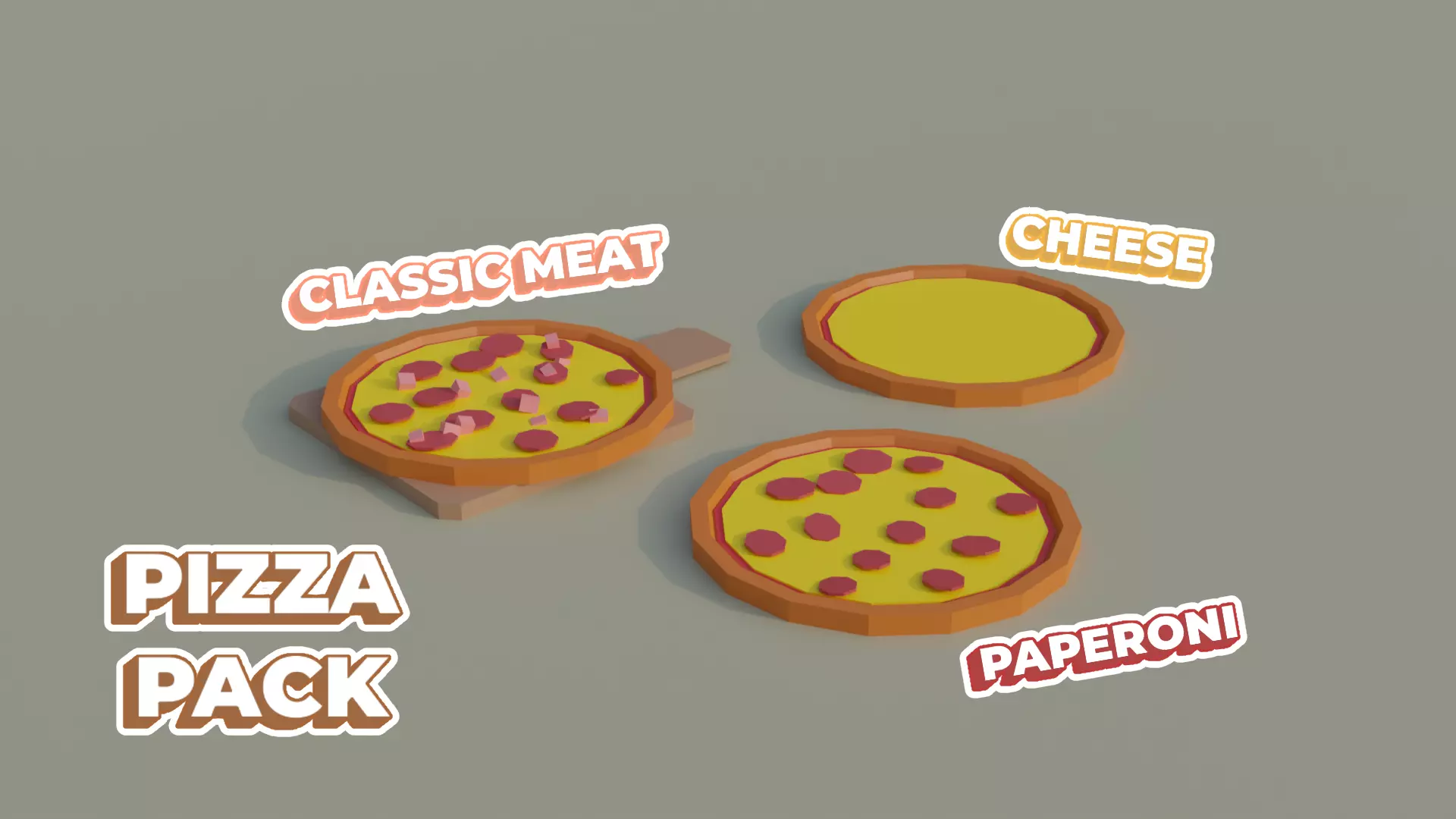 Lowpoly Pepperoni Pizza Asset Low-poly 3D model_0