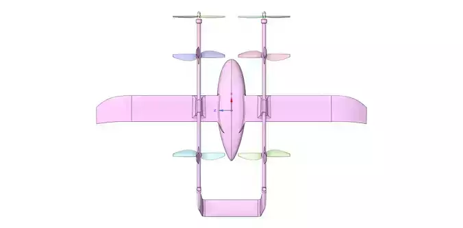eVTOL fixed-wing solid CAD for CFD 3D model
