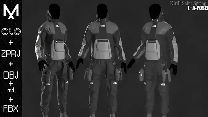 Outfit Male Marvelous designer Clo3d OBJ mtl FBX ZPRJ 