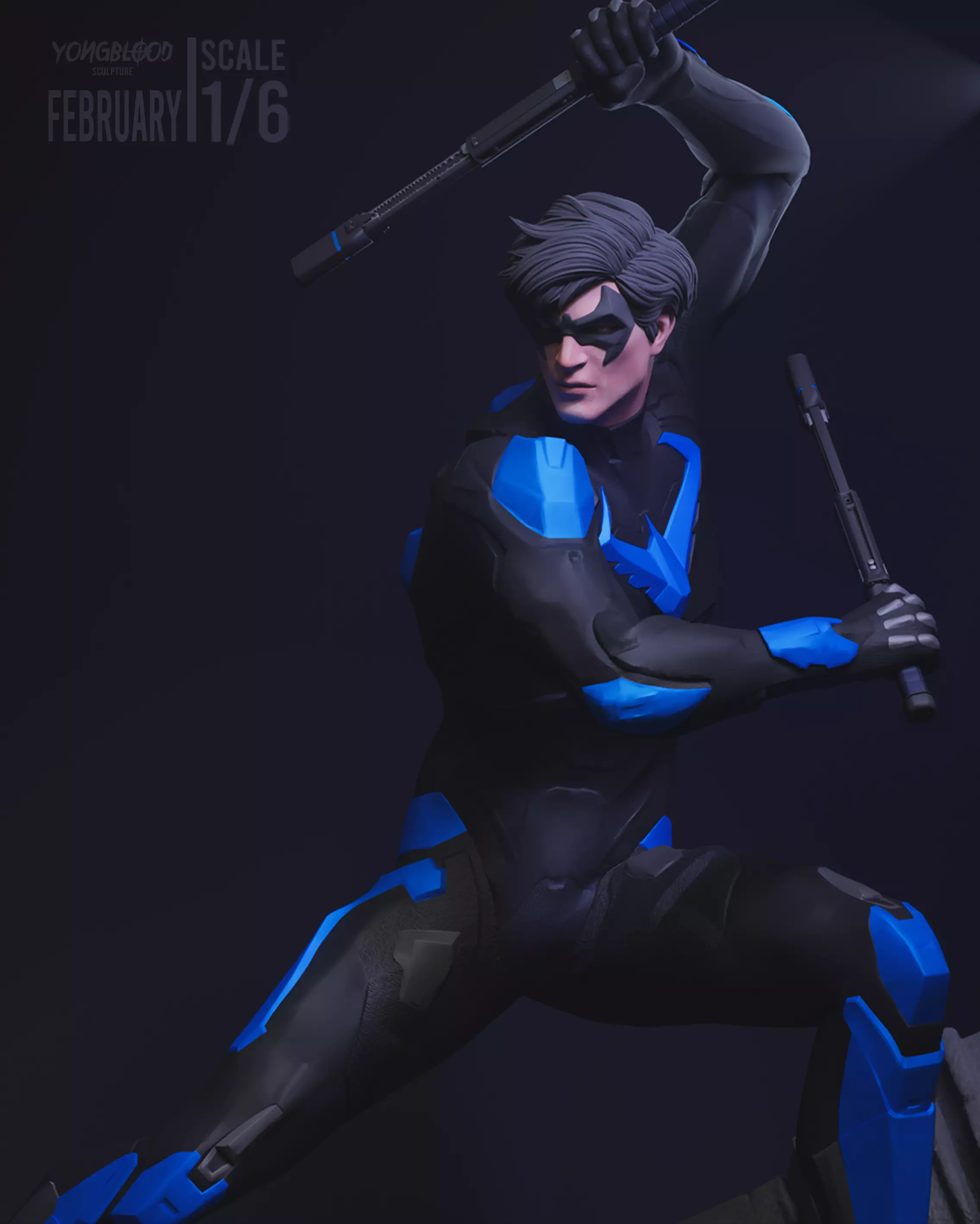 Nightwing STL - Yongblood Sculpture 3D model 3D printable | CGTrader, image size:2270x2834