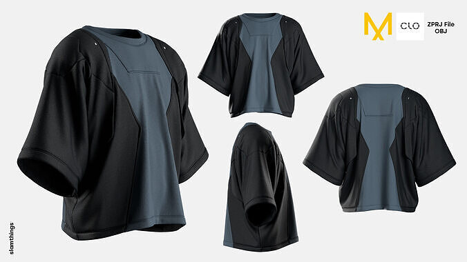 Streetwear T Shirt Cybepunk Model 011 3D model