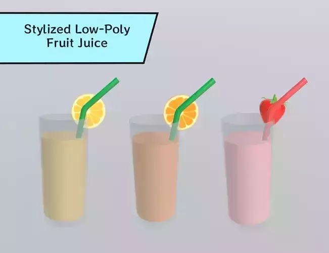 Stylized Low-Poly Fruit Juice