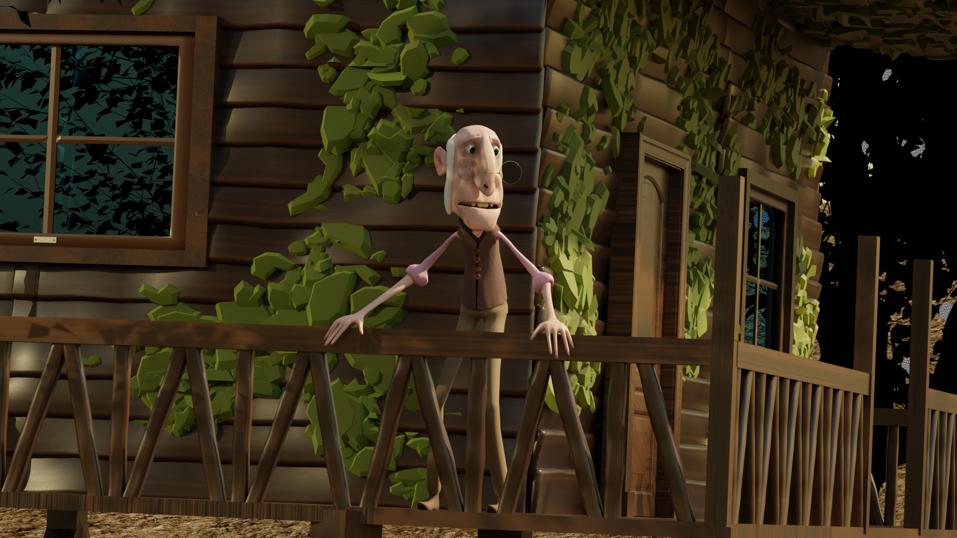 Cartoon Old Man Rigged Game-Animation-Ready Low Poly Low-poly 3D model_8