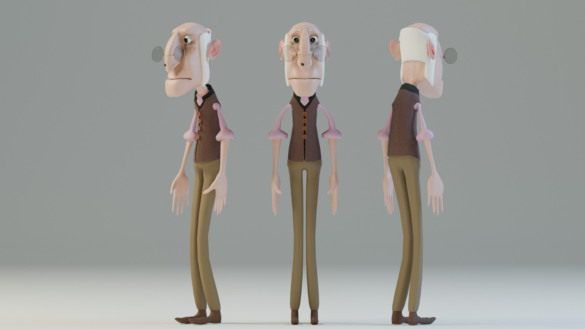 Cartoon Old Man Rigged Game-Animation-Ready Low Poly Low-poly 3D model_2