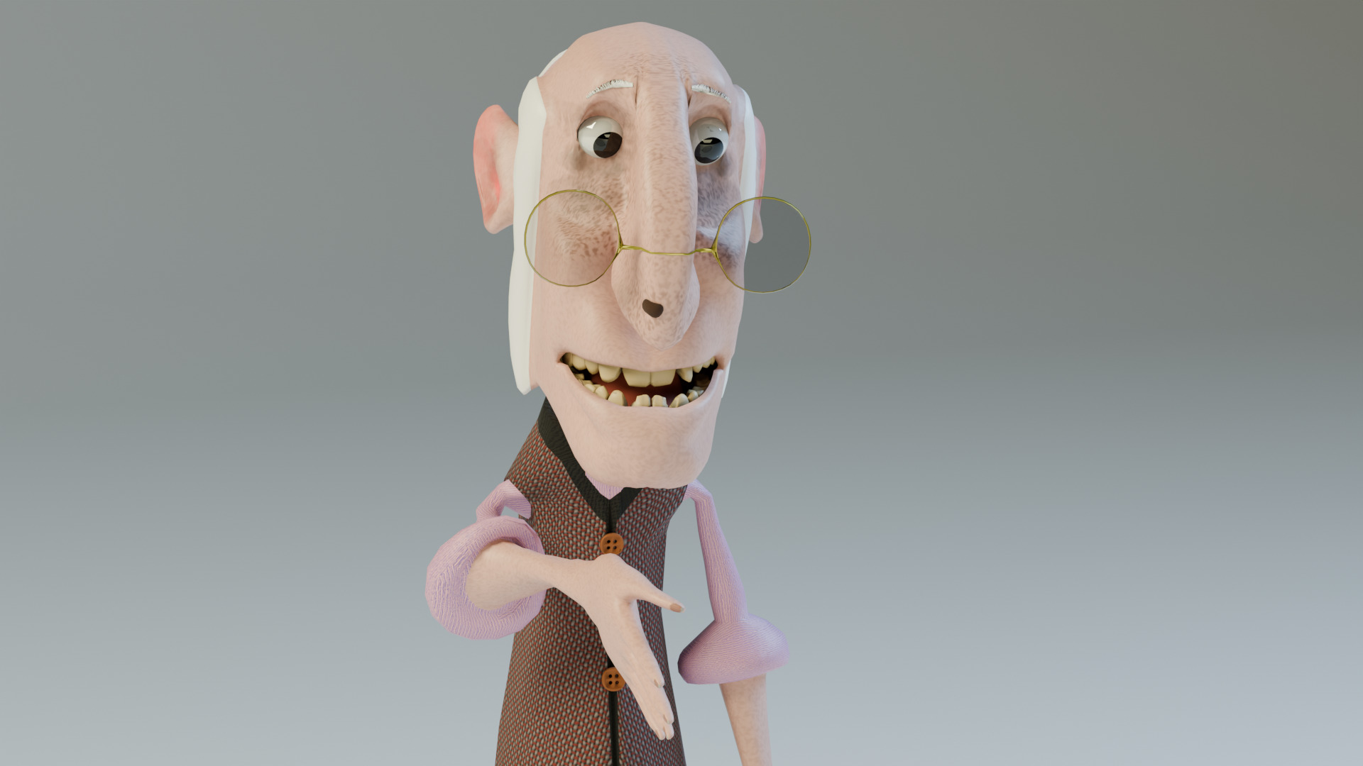 Cartoon Old Man Rigged Game-Animation-Ready Low Poly Low-poly 3D model_6