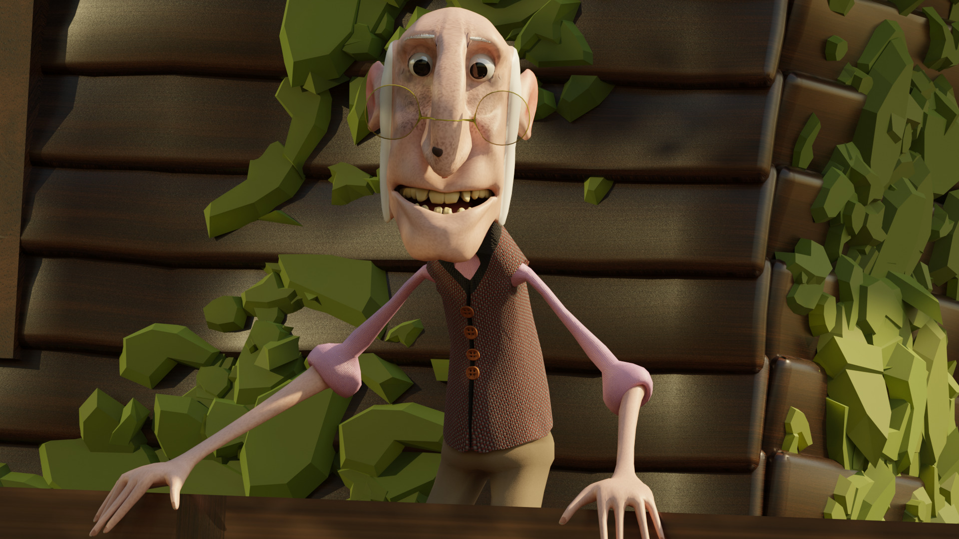 Cartoon Old Man Rigged Game-Animation-Ready Low Poly Low-poly 3D model_9