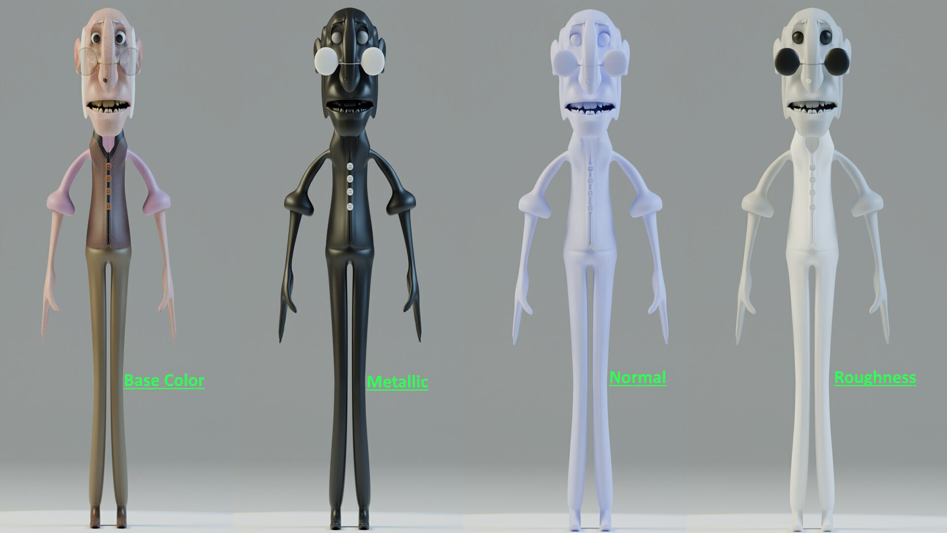 Cartoon Old Man Rigged Game-Animation-Ready Low Poly Low-poly 3D model_15