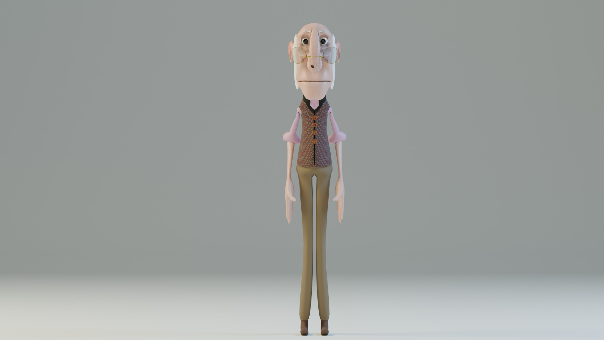 Cartoon Old Man Rigged Game-Animation-Ready Low Poly Low-poly 3D model_3