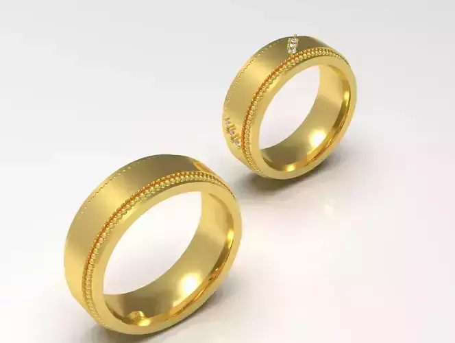Classic wedding ring set with milgrain design model cr0027 3D print model