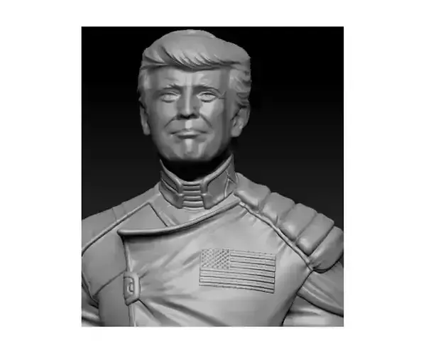 Donald Trump Patriotic Military Bust Model with American Flag 3D print model