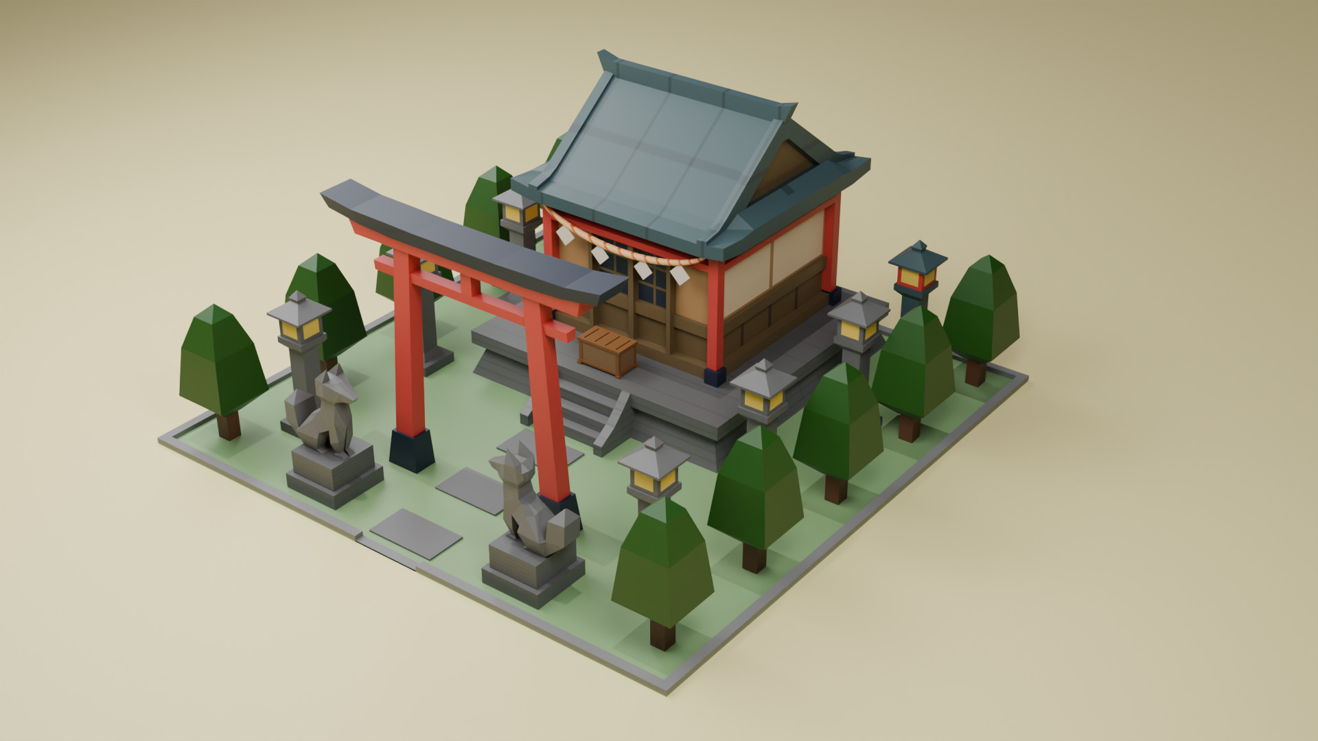 Shrine - Lowpoly Asset Low-poly 3D model_1