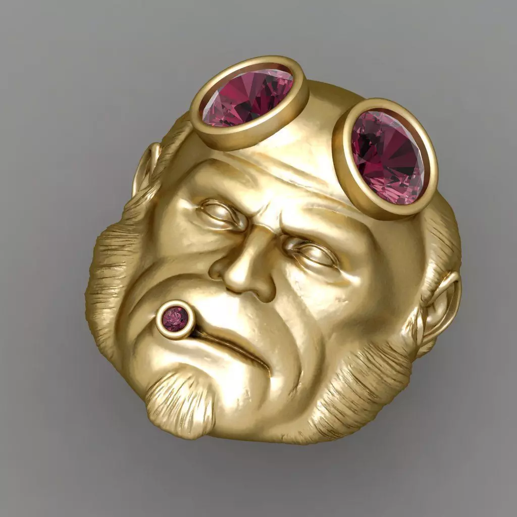 Pink Diamond Antique Gents Signet Ring 3D print model