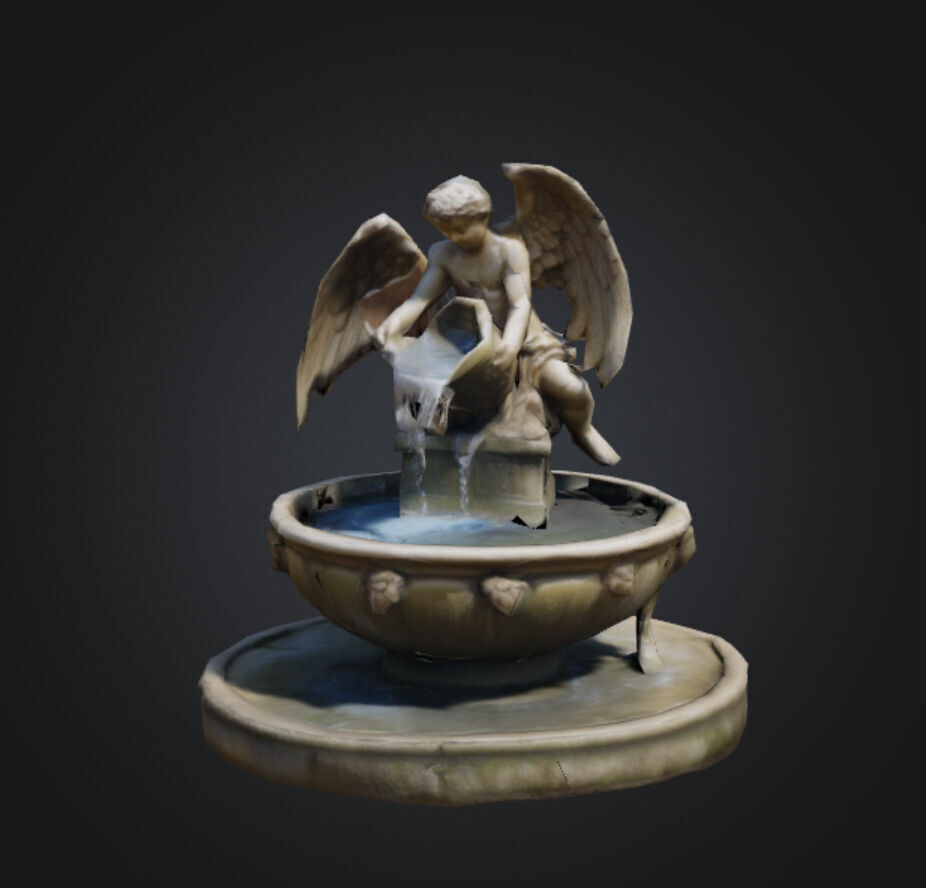 Angel Fountain Low Poly 3D model_4