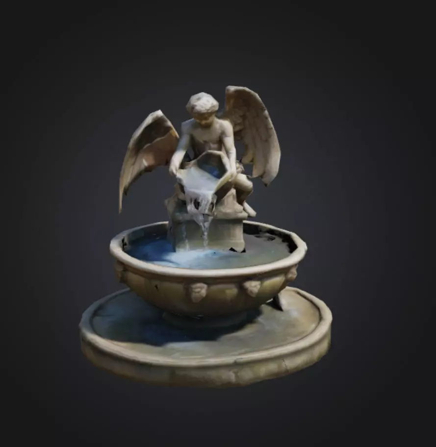 Angel Fountain Low Poly 3D model_0