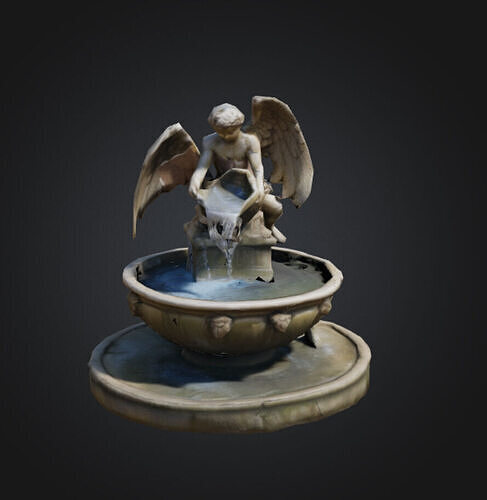 Angel Fountain Low Poly 3D model