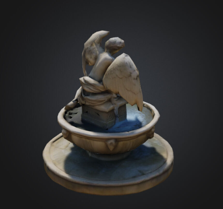 Angel Fountain Low Poly 3D model_2