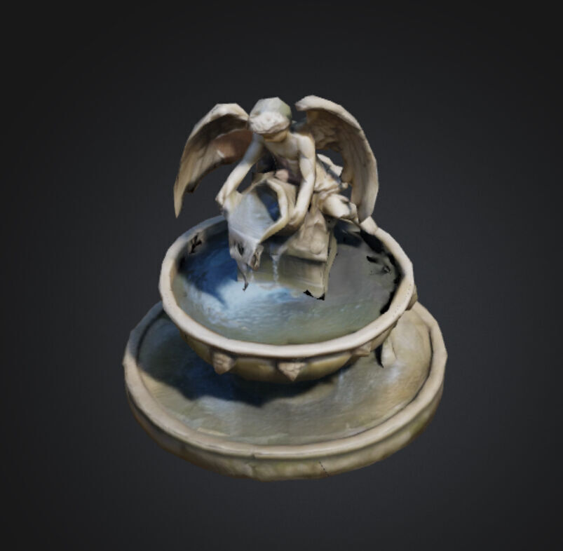 Angel Fountain Low Poly 3D model_8