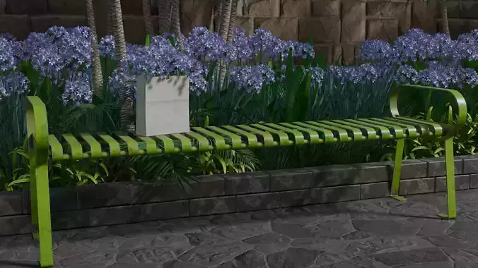 Nr-15 Park Bench - Steel Low-poly 3D model