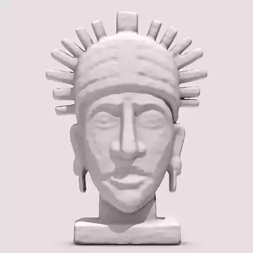 Aztec Stone Head Sculpture
