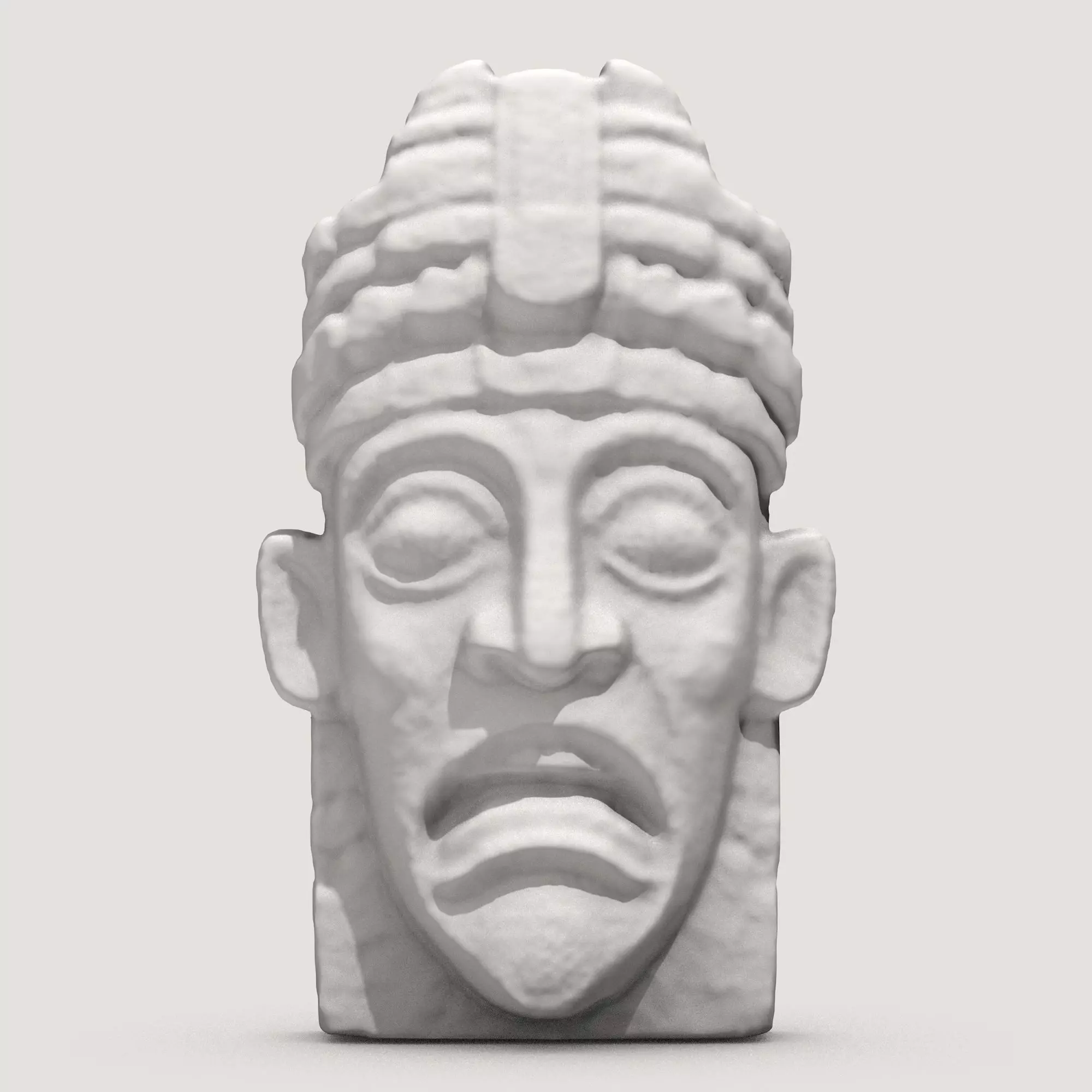 Aztec Stone Head Sculpture 2 3D print model_0
