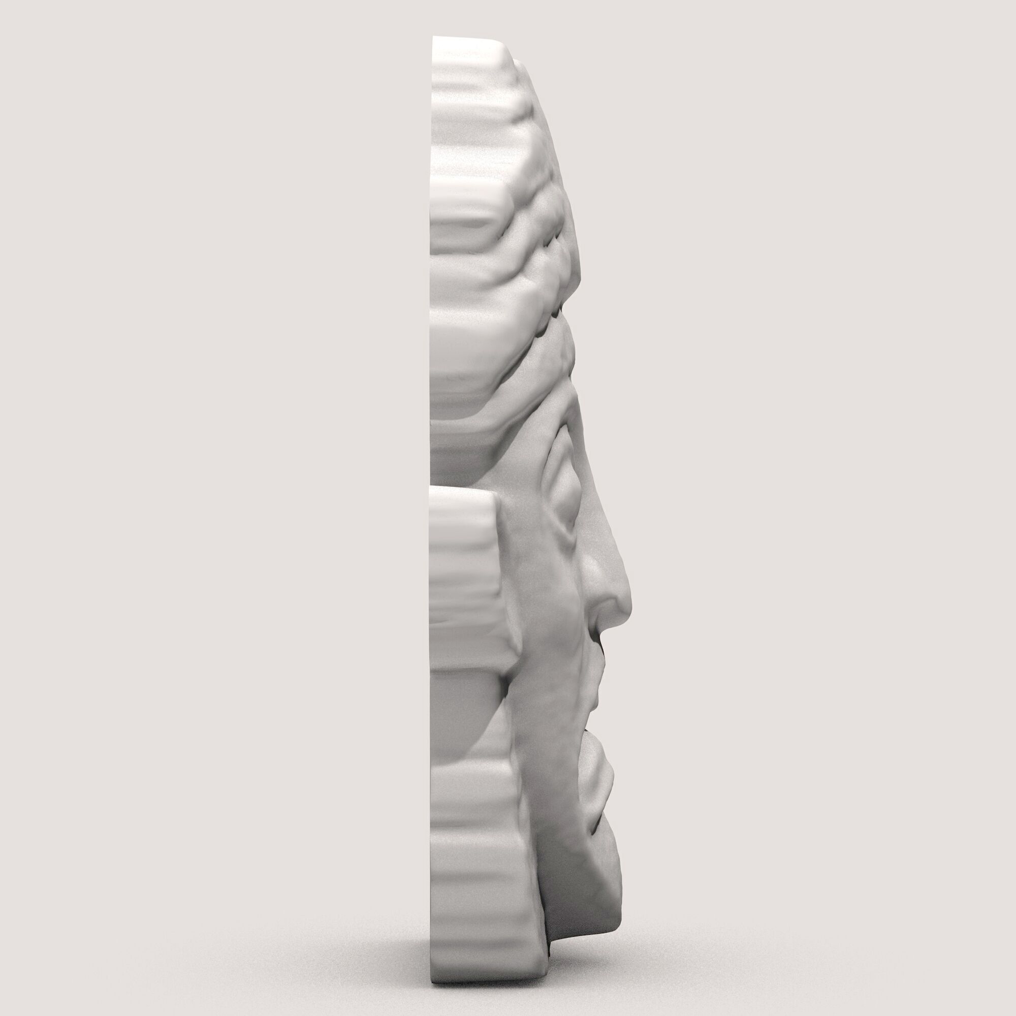 Aztec Stone Head Sculpture 2 3D print model_3