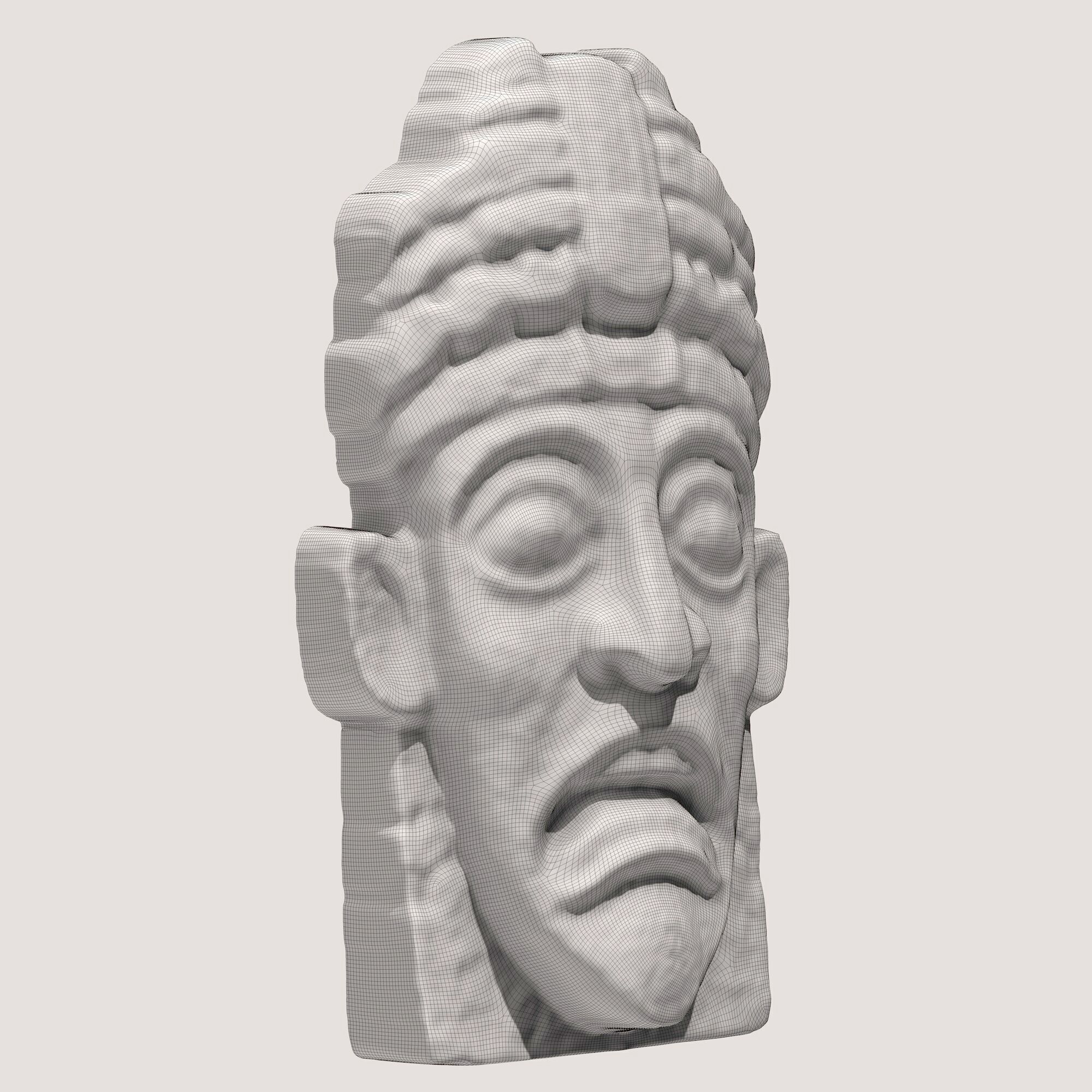 Aztec Stone Head Sculpture 2 3D print model_6