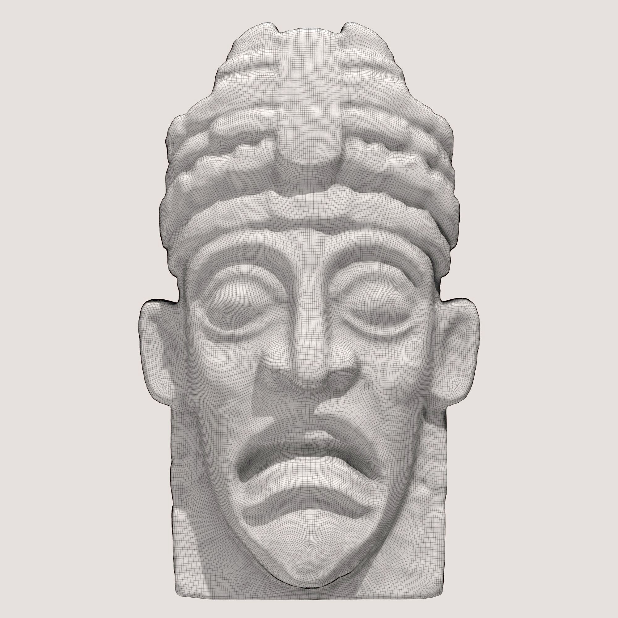 Aztec Stone Head Sculpture 2 3D print model_5