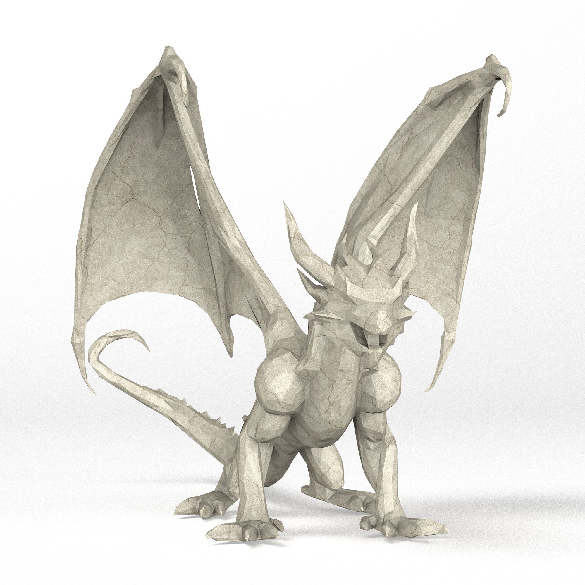 Dragon Low Poly 3D print model_1