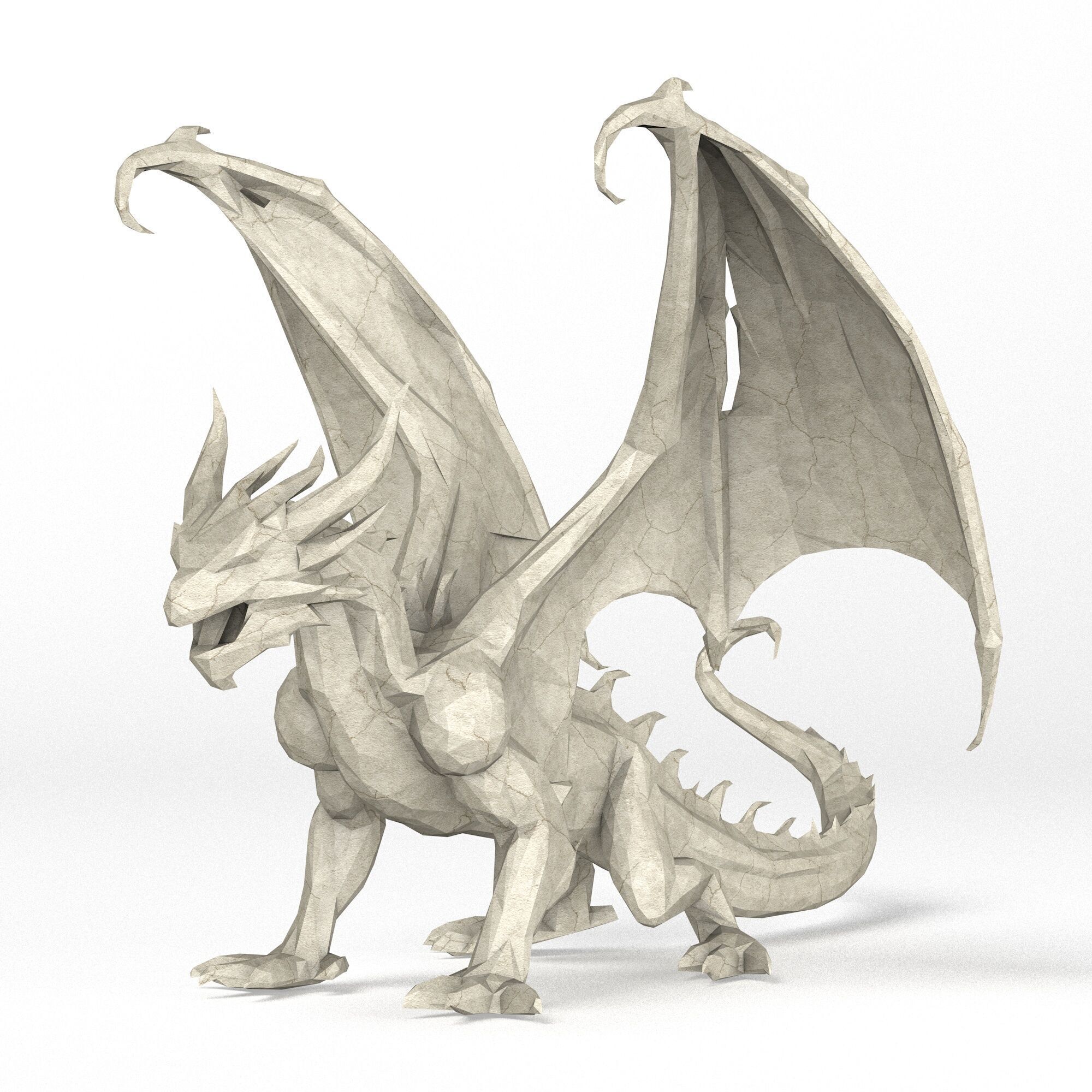 Dragon Low Poly 3D print model_2