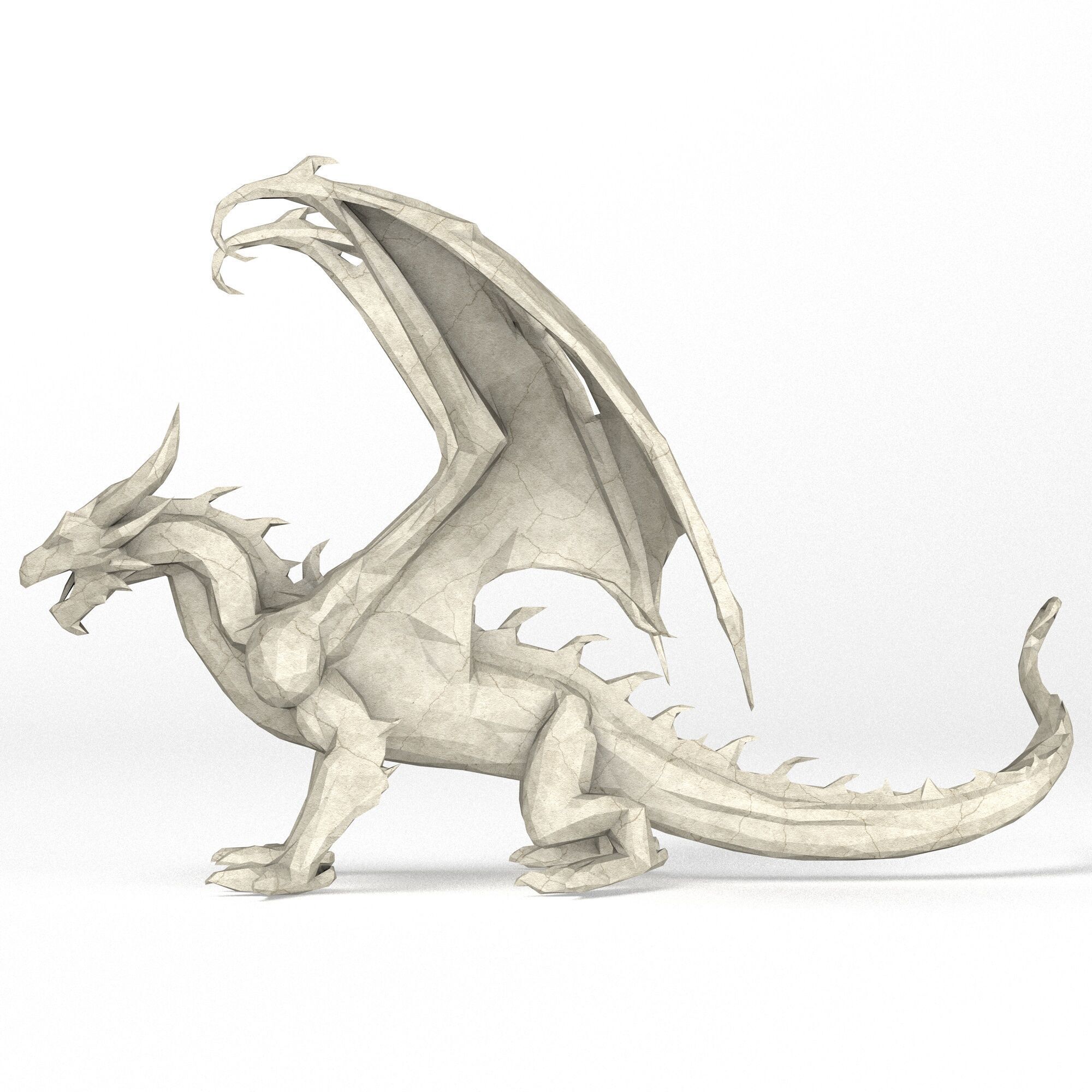 Dragon Low Poly 3D print model_3
